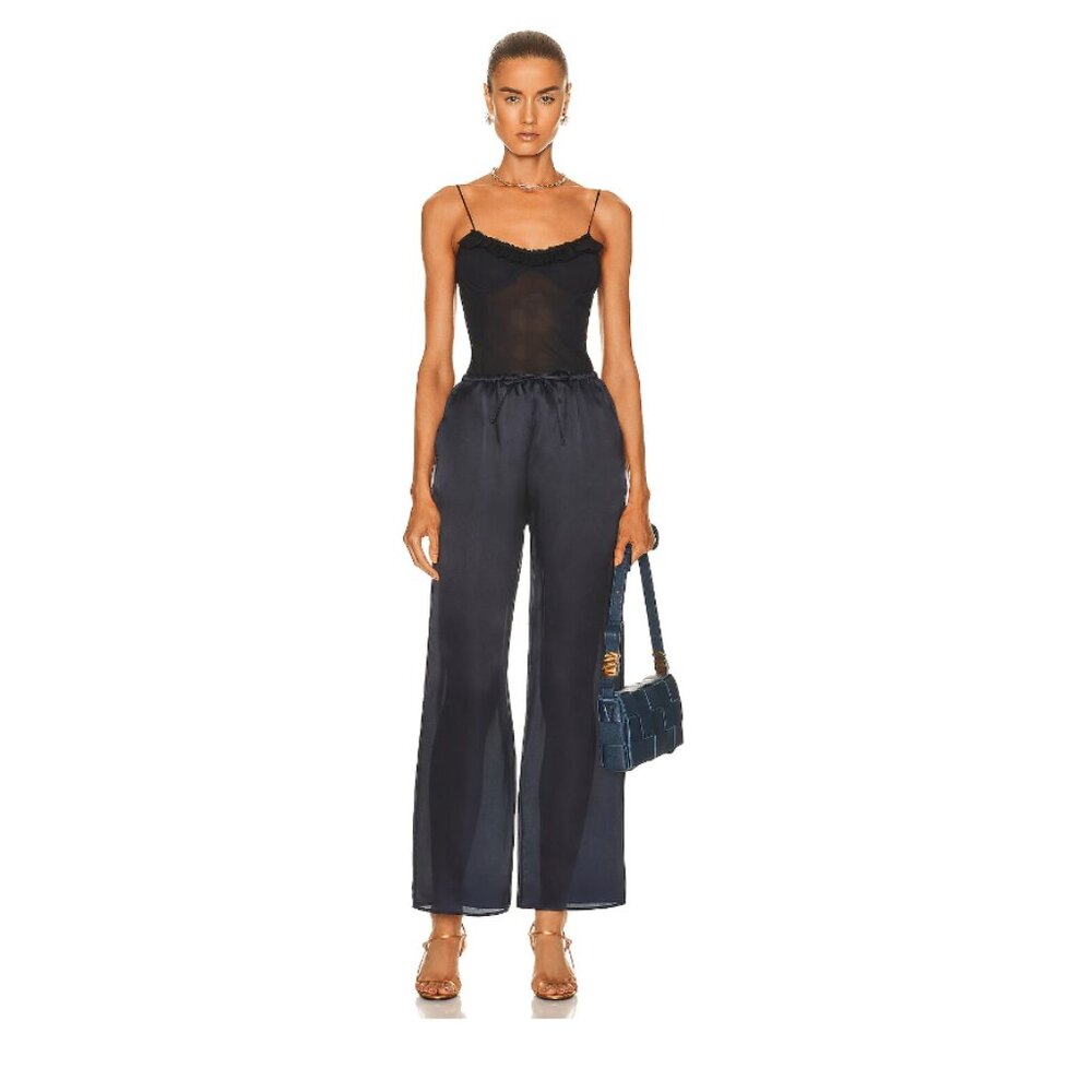 NO LONGER AVAILABLE TOTEME Silk Organza Slacks, Navy, Size 36 - Picture 2 of 8